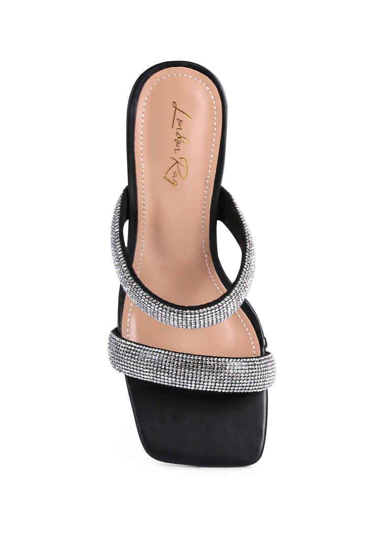 Dolls Rhinestone Embellished Slip On Sandals