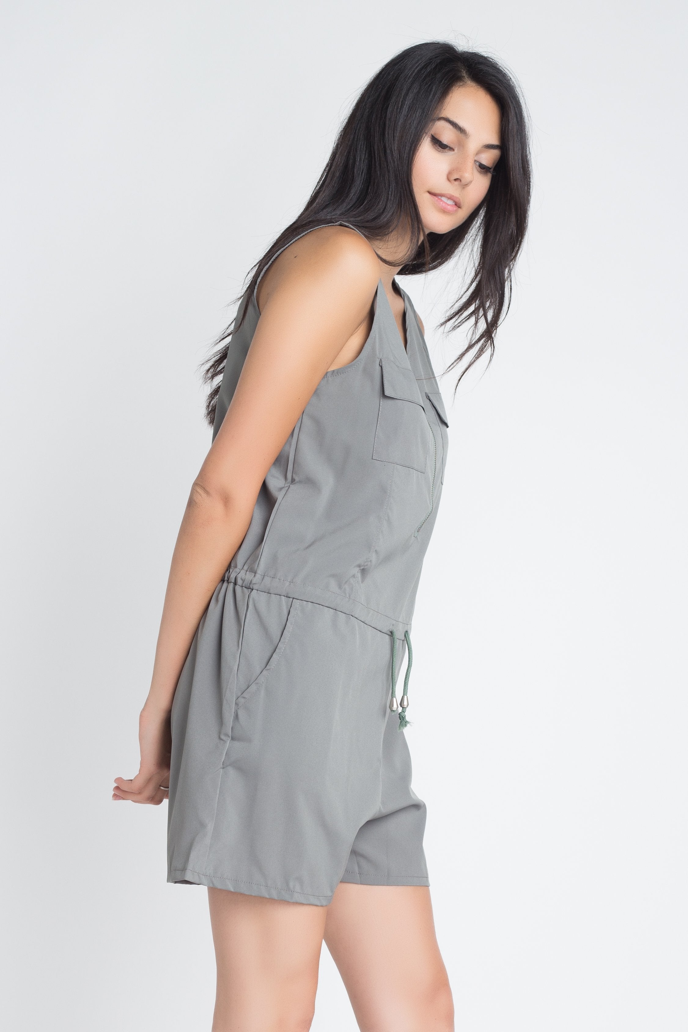 Women's Zip Front Sleeveless Romper