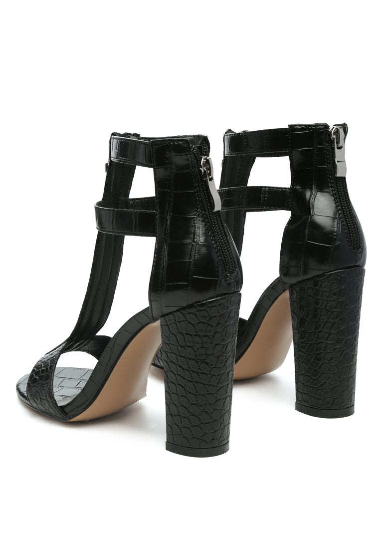 Felicity Zip Up T Strap Sandals