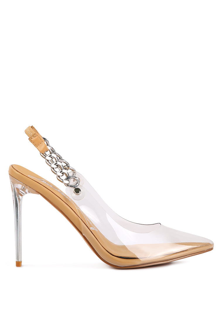 Metallic Stiletto Heel Slingback Sandals