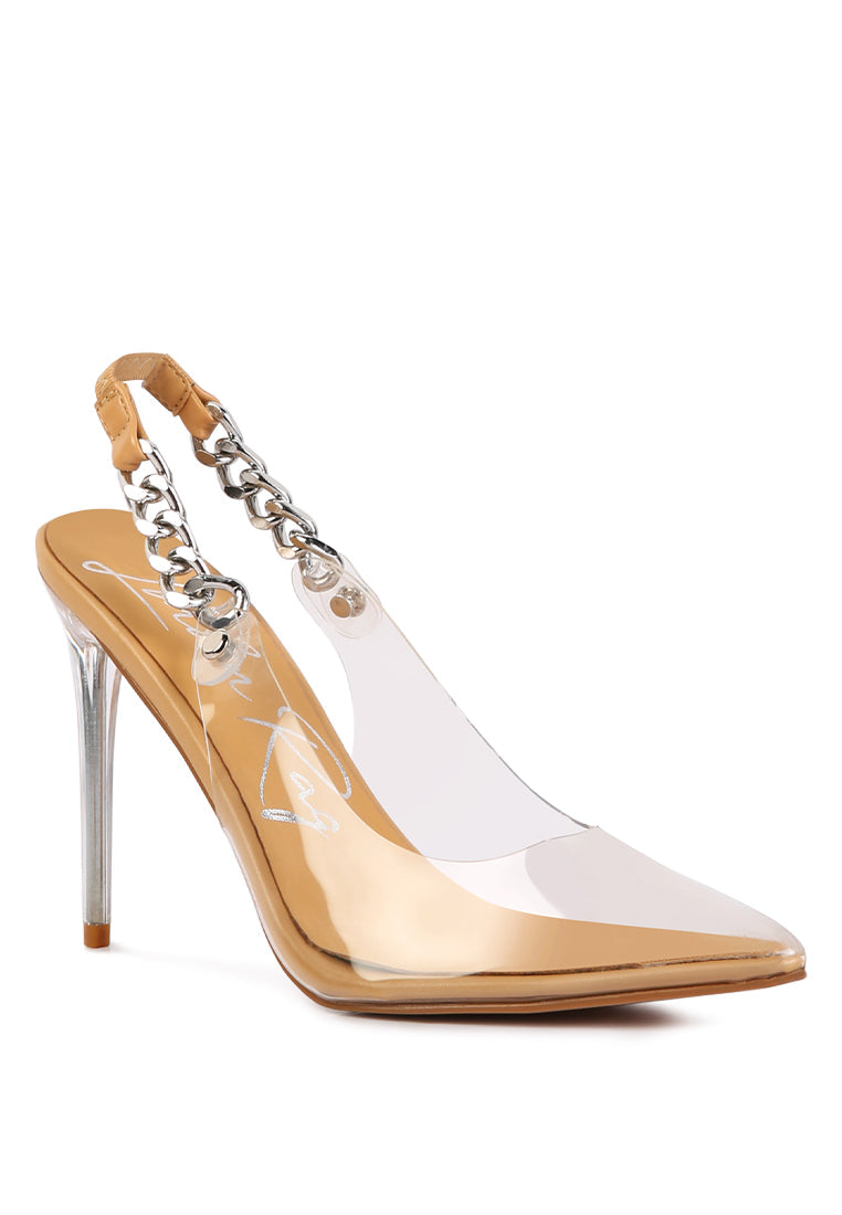 Metallic Stiletto Heel Slingback Sandals