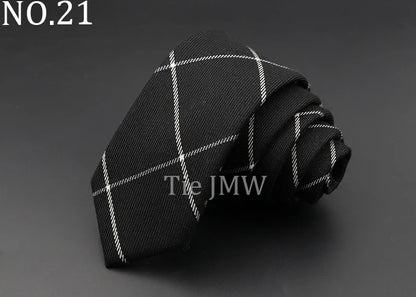 Men's 6cm Handmade Cotton Skinny Tie – Grey Plaids, Solids, & Stripes
