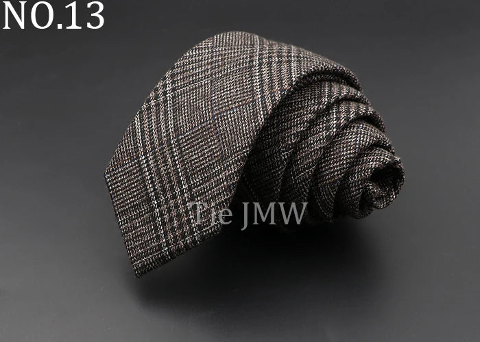 Men's 6cm Handmade Cotton Skinny Tie – Grey Plaids, Solids, & Stripes
