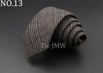 Men's 6cm Handmade Cotton Skinny Tie – Grey Plaids, Solids, & Stripes
