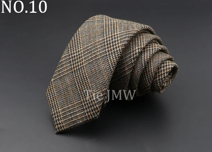 Men's 6cm Handmade Cotton Skinny Tie – Grey Plaids, Solids, & Stripes