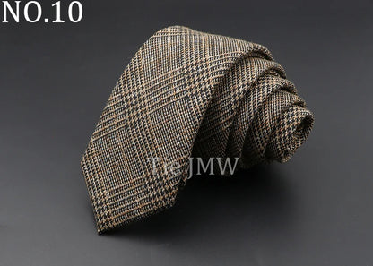 Men's 6cm Handmade Cotton Skinny Tie – Grey Plaids, Solids, & Stripes