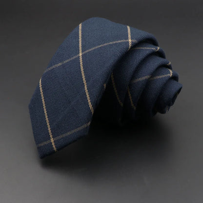 Men's 6cm Handmade Cotton Skinny Tie – Grey Plaids, Solids, & Stripes