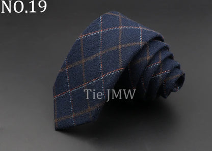 Men's 6cm Handmade Cotton Skinny Tie – Grey Plaids, Solids, & Stripes