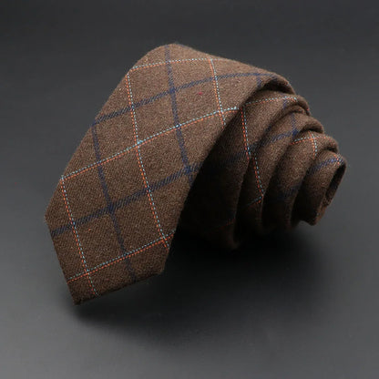 Men's 6cm Handmade Cotton Skinny Tie – Grey Plaids, Solids, & Stripes