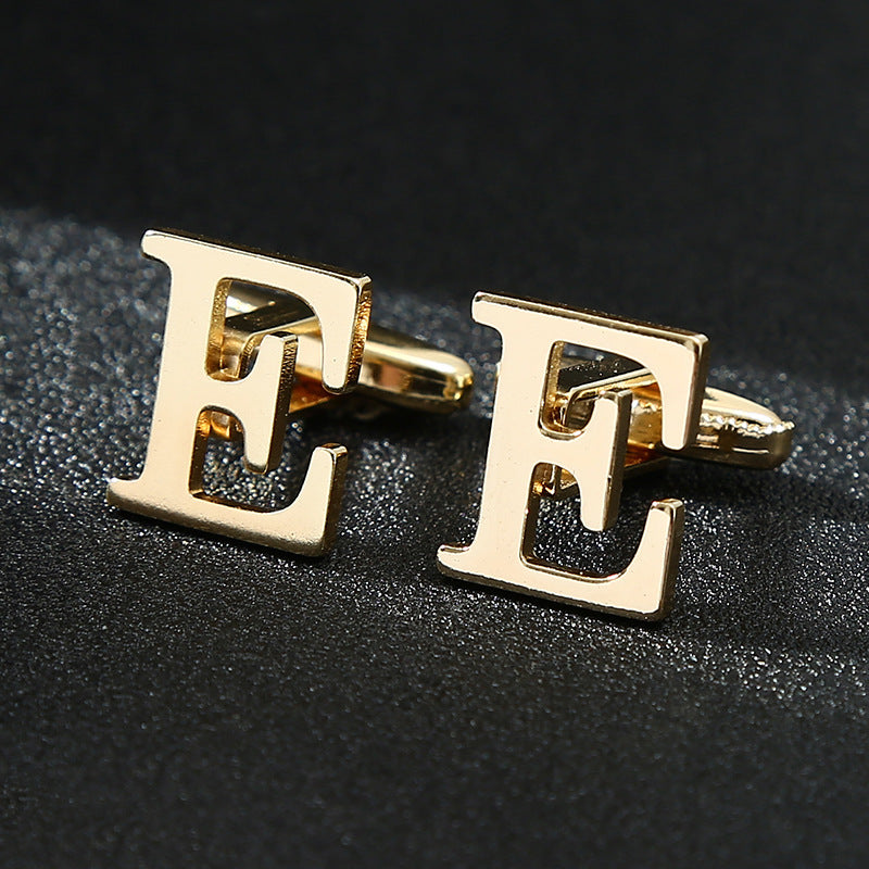 Gold Letters A-Z Cufflinks for Men