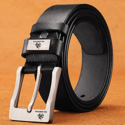 Genuine Leather Men’s Belt with High-Quality Metal Buckle