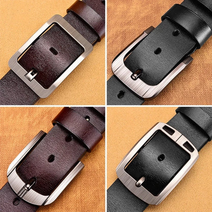 Genuine Leather Men’s Belt with High-Quality Metal Buckle