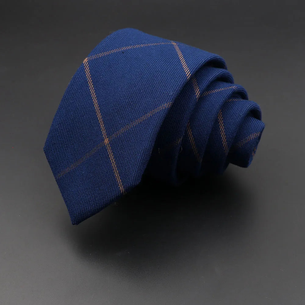 Men's 6cm Handmade Cotton Skinny Tie – Grey Plaids, Solids, & Stripes