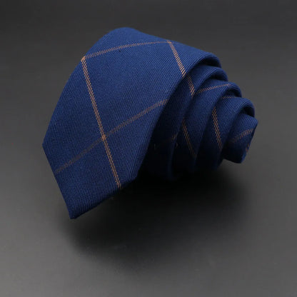 Men's 6cm Handmade Cotton Skinny Tie – Grey Plaids, Solids, & Stripes