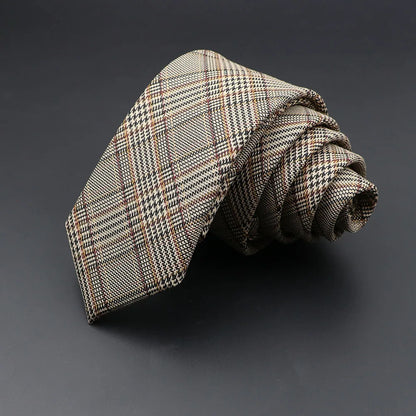 Men's 6cm Handmade Cotton Skinny Tie – Grey Plaids, Solids, & Stripes