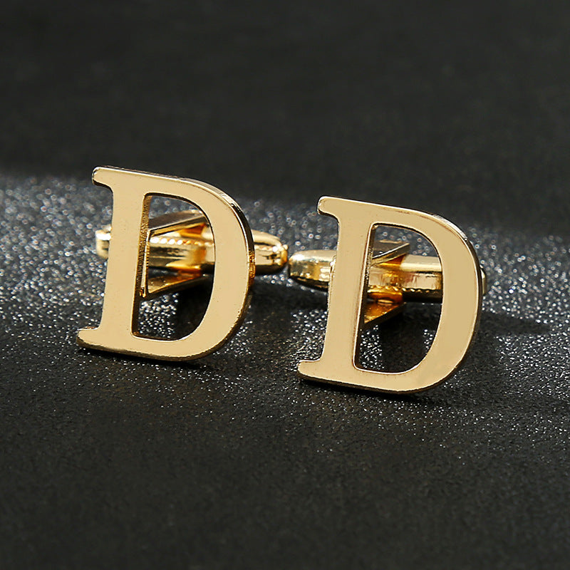 Gold Letters A-Z Cufflinks for Men