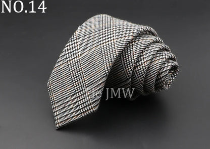 Men's 6cm Handmade Cotton Skinny Tie – Grey Plaids, Solids, & Stripes