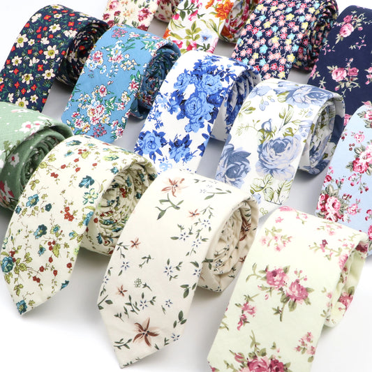 Floral Cotton Tie for Men – Elegant & Stylish