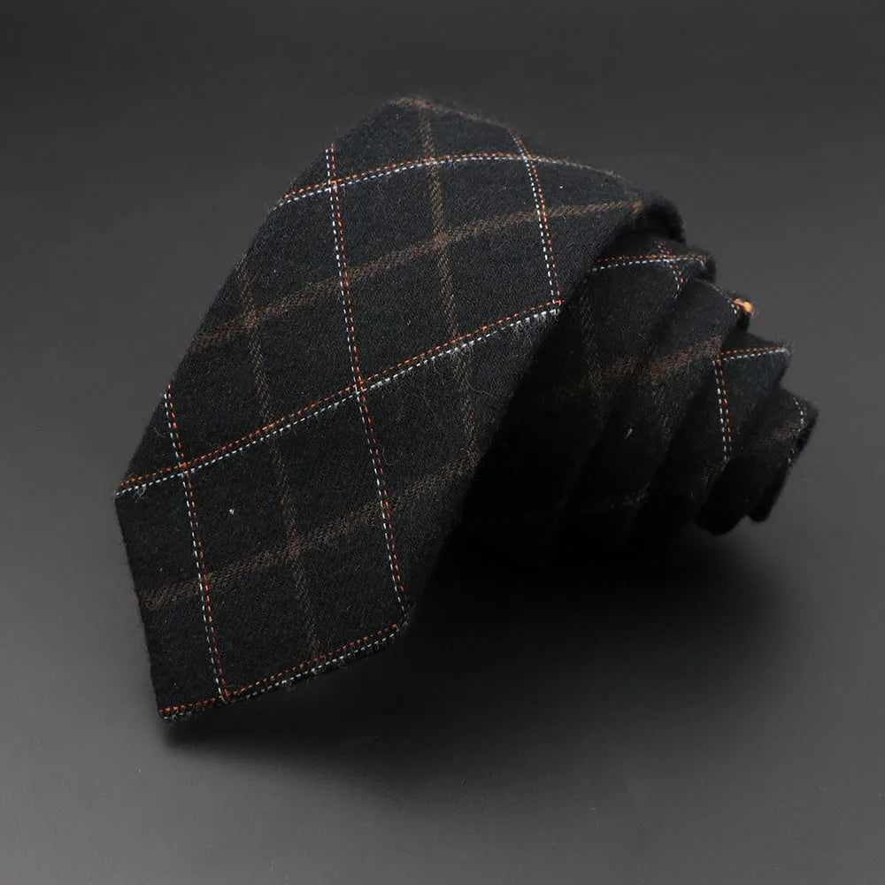 Men's 6cm Handmade Cotton Skinny Tie – Grey Plaids, Solids, & Stripes