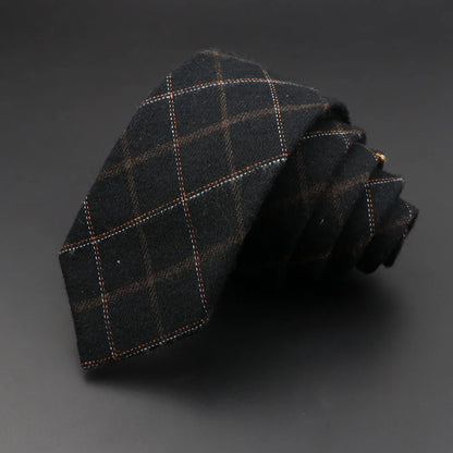Men's 6cm Handmade Cotton Skinny Tie – Grey Plaids, Solids, & Stripes