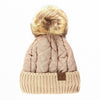 CC Quilted Puffer with Detachable Pom Beanies Hats