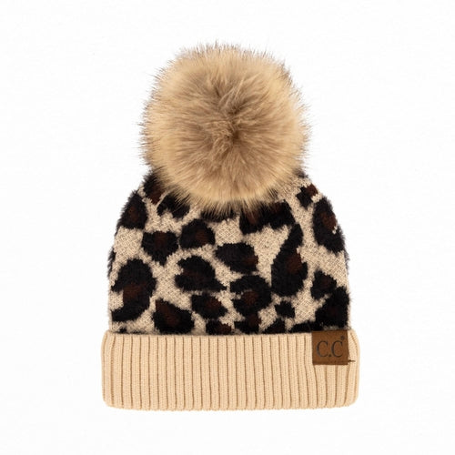 CC Beanie Leopard Pom Winter Hats for Adult and Kids by Truly