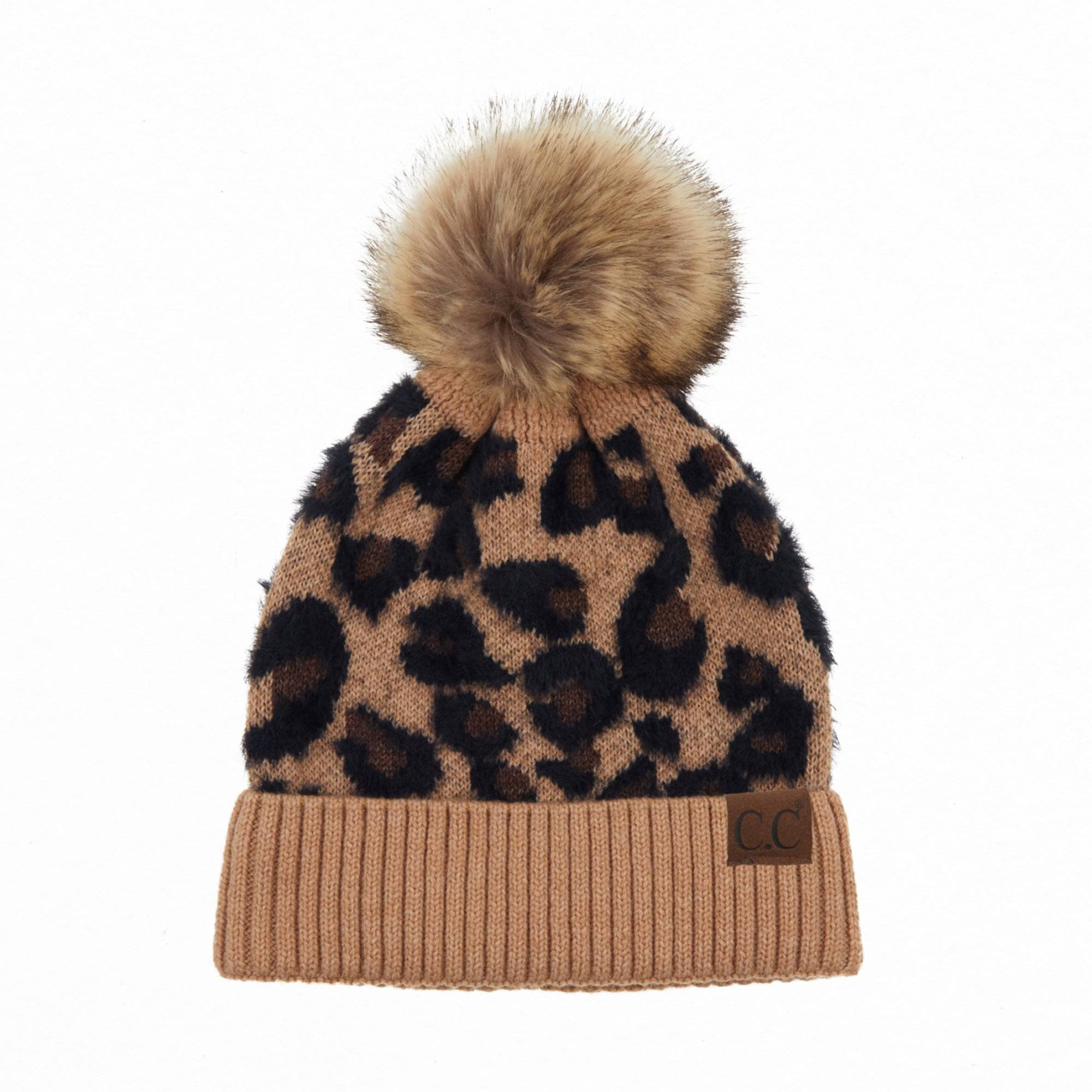 CC Beanie Leopard Pom Winter Hats for Adult and Kids by Truly