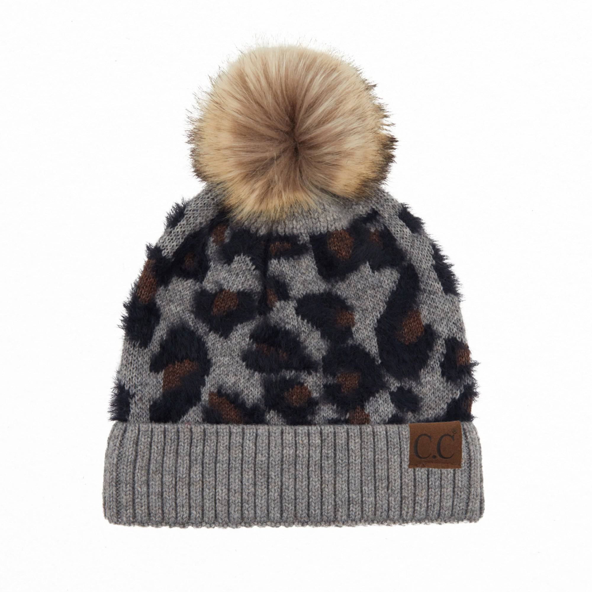 CC Beanie Leopard Pom Winter Hats for Adult and Kids by Truly