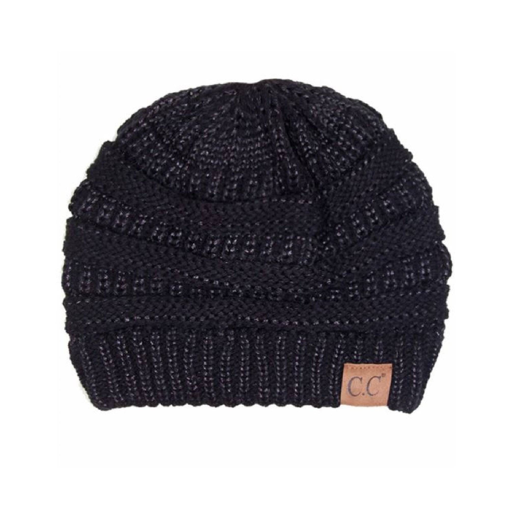 CC Cozy Metallic Cable Knit Skully Beanies Hats