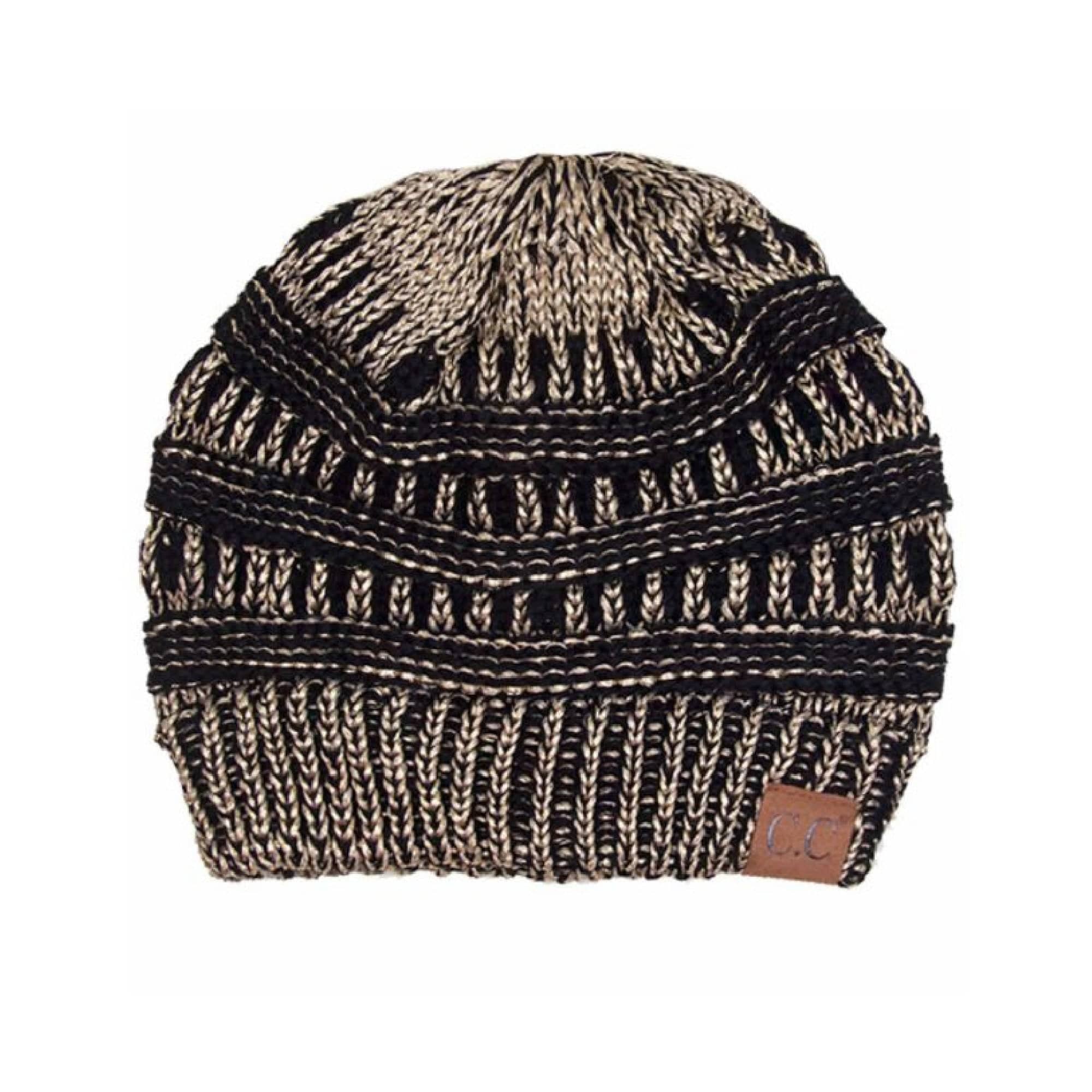 CC Cozy Metallic Cable Knit Skully Beanies Hats