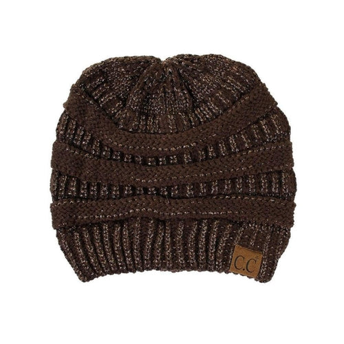 CC Cozy Metallic Cable Knit Skully Beanies Hats