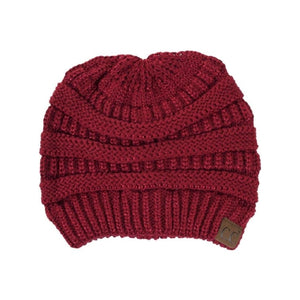 CC Cozy Metallic Cable Knit Skully Beanies Hats