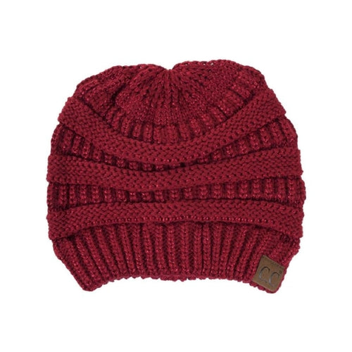 CC Cozy Metallic Cable Knit Skully Beanies Hats