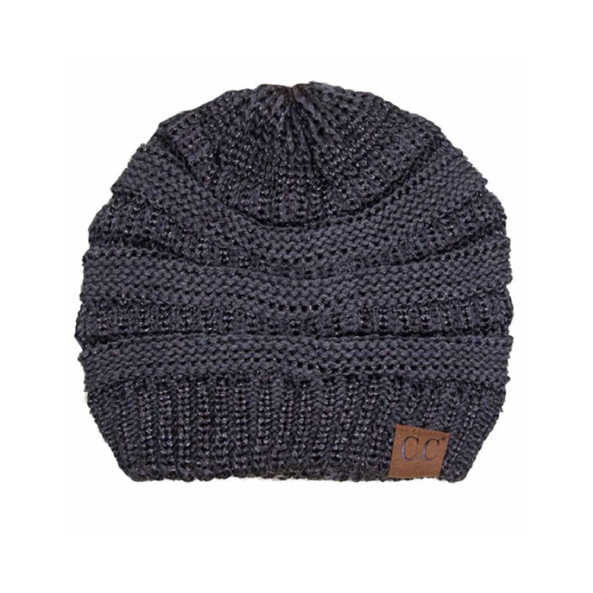 CC Cozy Metallic Cable Knit Skully Beanies Hats