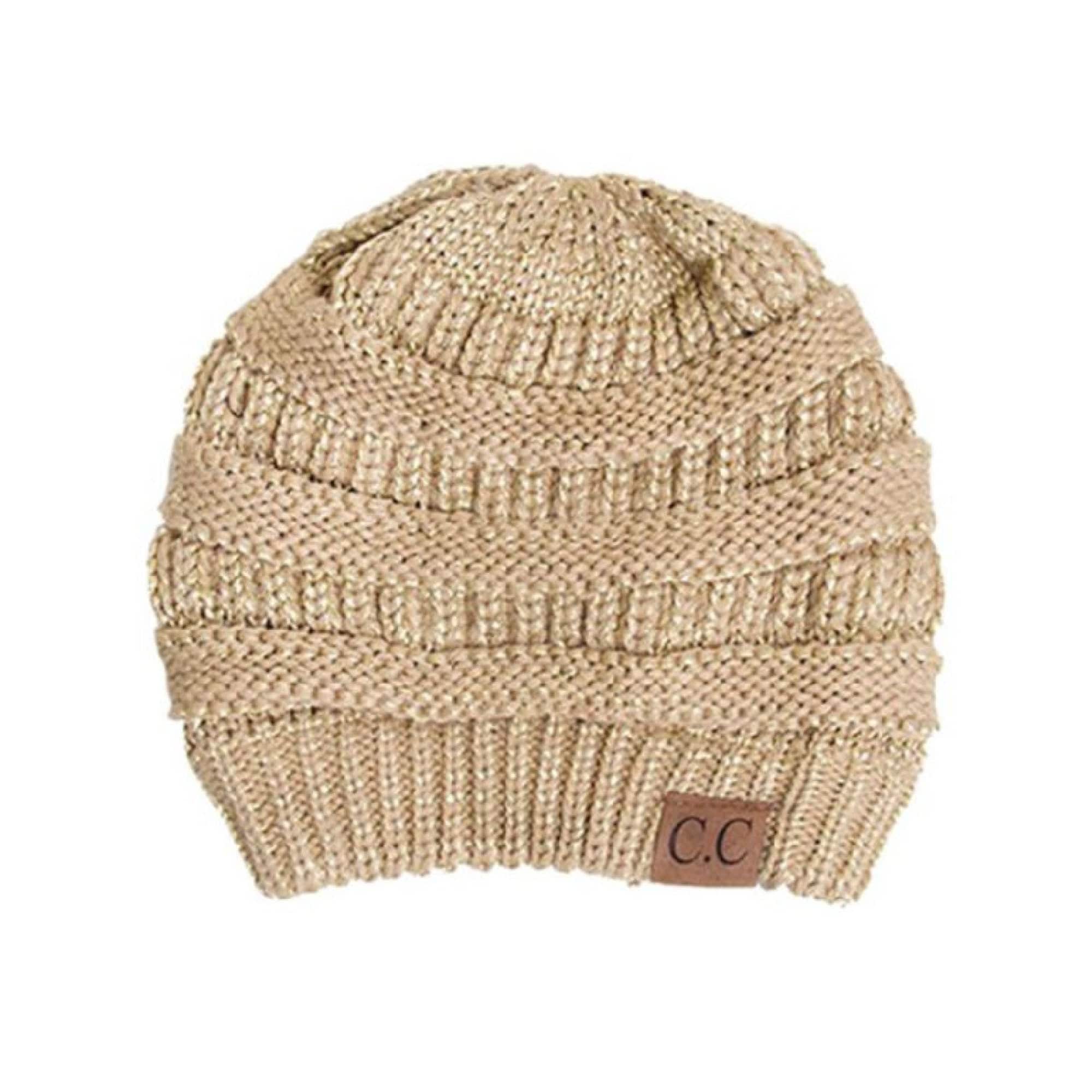 CC Cozy Metallic Cable Knit Skully Beanies Hats