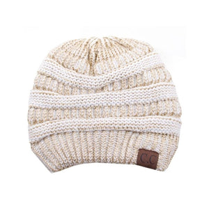 CC Cozy Metallic Cable Knit Skully Beanies Hats