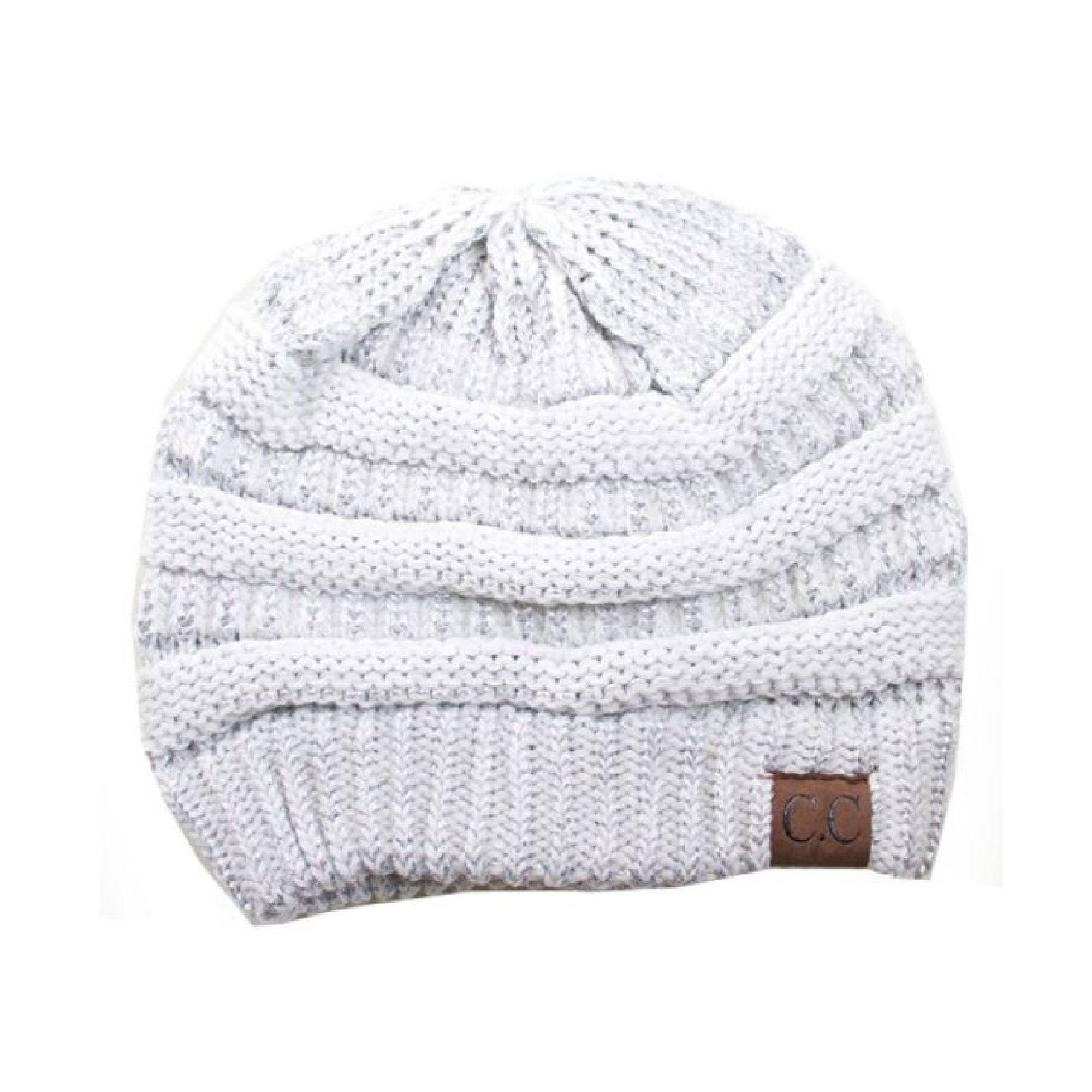 CC Cozy Metallic Cable Knit Skully Beanies Hats