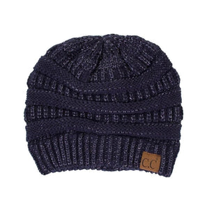 CC Cozy Metallic Cable Knit Skully Beanies Hats