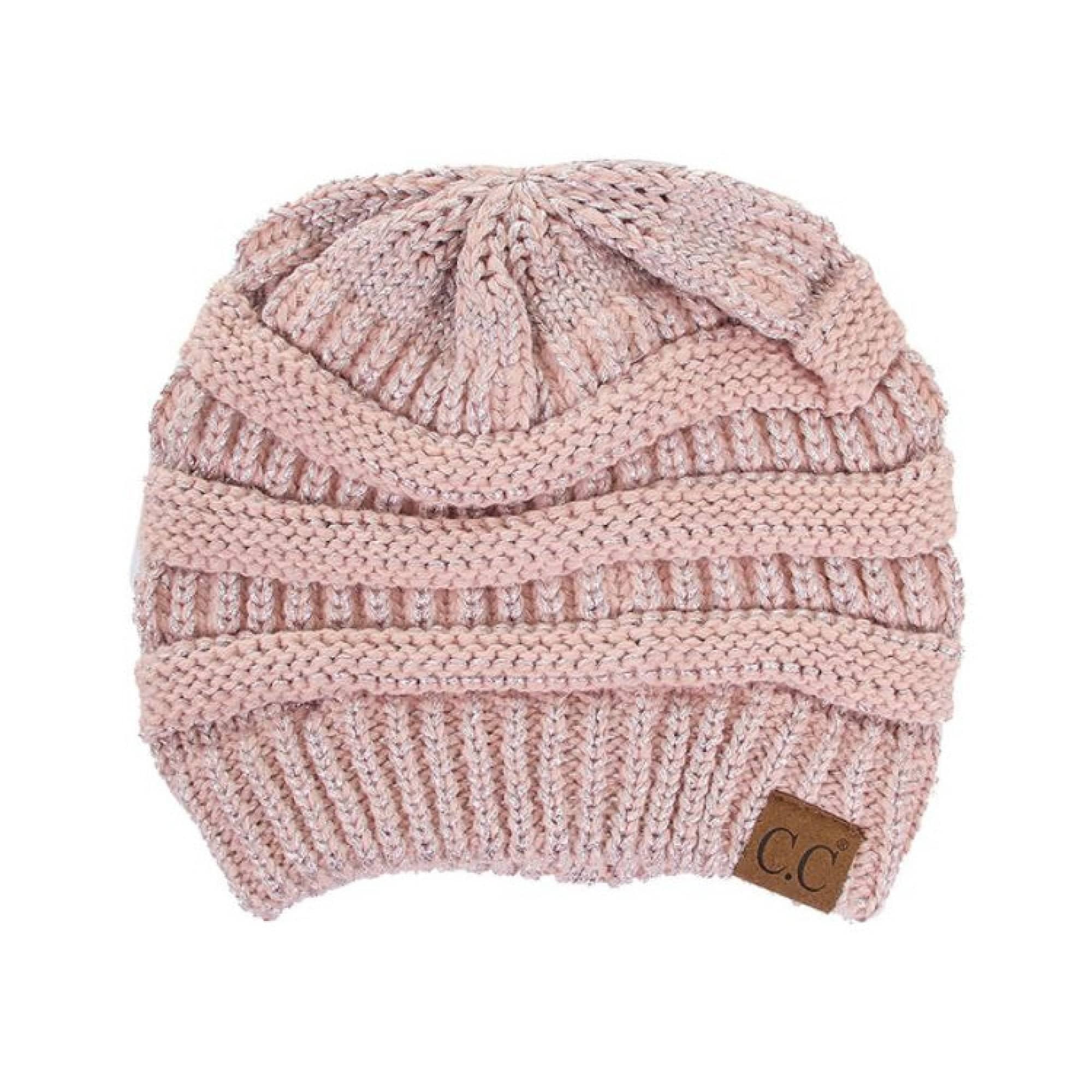 CC Cozy Metallic Cable Knit Skully Beanies Hats