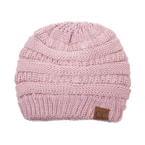 CC Cozy Metallic Cable Knit Skully Beanies Hats