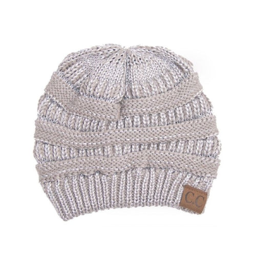 CC Cozy Metallic Cable Knit Skully Beanies Hats