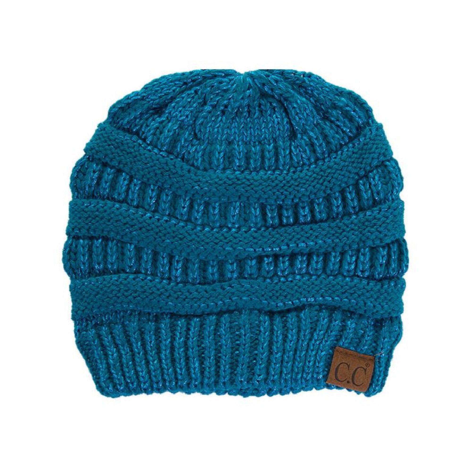 CC Cozy Metallic Cable Knit Skully Beanies Hats