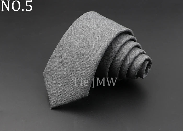Men's 6cm Handmade Cotton Skinny Tie – Grey Plaids, Solids, & Stripes