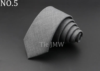 Men's 6cm Handmade Cotton Skinny Tie – Grey Plaids, Solids, & Stripes