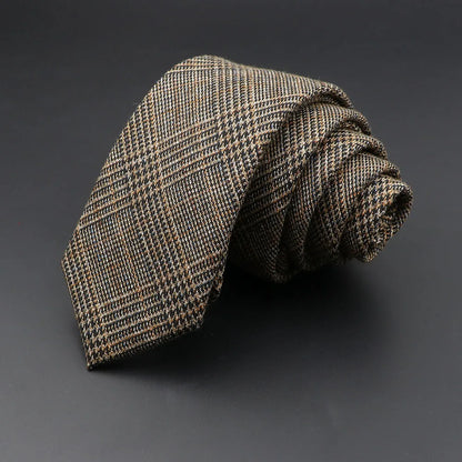 Men's 6cm Handmade Cotton Skinny Tie – Grey Plaids, Solids, & Stripes