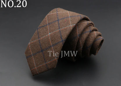 Men's 6cm Handmade Cotton Skinny Tie – Grey Plaids, Solids, & Stripes
