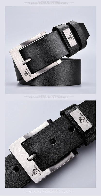 Genuine Leather Men’s Belt with High-Quality Metal Buckle