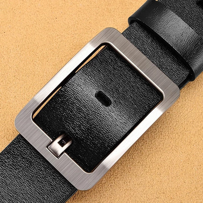 Genuine Leather Men’s Belt with High-Quality Metal Buckle