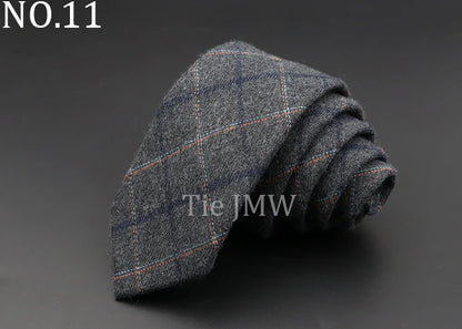 Men's 6cm Handmade Cotton Skinny Tie – Grey Plaids, Solids, & Stripes