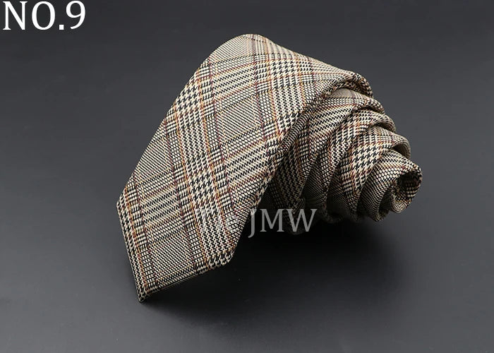 Men's 6cm Handmade Cotton Skinny Tie – Grey Plaids, Solids, & Stripes